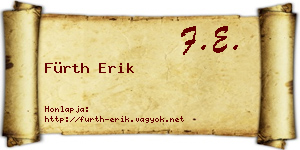 Fürth Erik névjegykártya